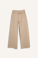 Wide Leg High Waist Gabardine Trousers