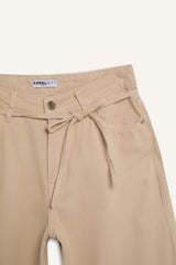 Wide Leg High Waist Gabardine Trousers