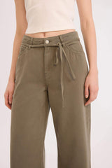 Wide Leg High Waist Gabardine Trousers