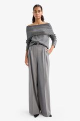 Regular Fit Off Shoulder Knitwear Pullover