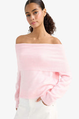 Regular Fit Off Shoulder Knitwear Pullover