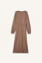 Regular Fit Crew Neck Pleat Dress