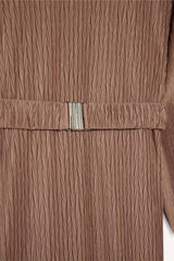 Regular Fit Crew Neck Pleat Dress