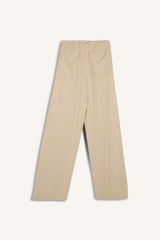 Wide Leg Double Pocket Elastic Waist Standard Length Linen Blend Trousers