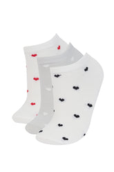 Women Heart-Themed 3-Pack Cotton Ankle Socks