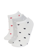 Women Heart-Themed 3-Pack Cotton Ankle Socks