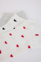 Women Heart-Themed 3-Pack Cotton Ankle Socks