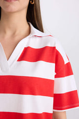 Relax Fit Striped Combed Cotton Short Sleeves Shirt