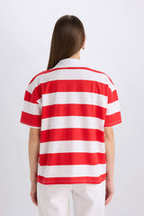 Relax Fit Striped Combed Cotton Short Sleeves Shirt