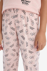 Girls Looney Tunes Pajama Set Short Sleeve Top and Elastic Waist Long Bottom