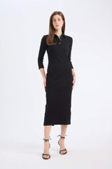 Bodycon Polo Collar Camisole Midi Dress