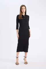 Bodycon Polo Collar Camisole Midi Dress