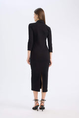 Bodycon Polo Collar Camisole Midi Dress