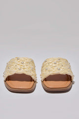 Women's Pearl Detailed Single-Strap Flat Sole Slippers