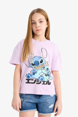 Girls Disney Lilo & Stitch Relax Fit Crew Neck Short Sleeve T-Shirt
