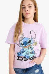 Girls Disney Lilo & Stitch Relax Fit Crew Neck Short Sleeve T-Shirt