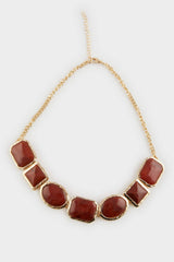 Women Burgundy Stone Gold Necklace