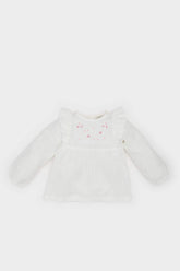 Girl Baby Crew Neck Floral Flam Poplin Shirt