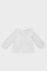Girl Baby Crew Neck Floral Flam Poplin Shirt
