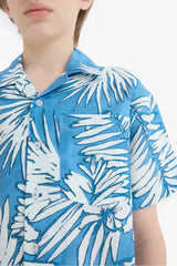 Boy Oversize Fit Polo Neck Patterned Shirt