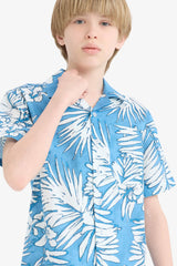 Boy Oversize Fit Polo Neck Patterned Shirt