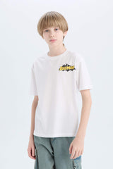 Boys Batman Crew Neck Back Printed Short Sleeve T-Shirt