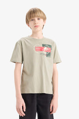 Boys Jurassic World Crew Neck Back Printed Short Sleeve T-Shirt