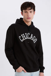 Regular Fit Hooded Printed Sweatshirt