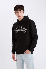 Regular Fit Hooded Printed Sweatshirt