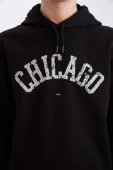 Regular Fit Hooded Printed Sweatshirt