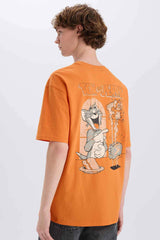 100% Cotton Tom & Jerry Boxy Fit Crew Neck Back Printed Short Sleeve T-Shirt