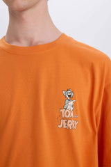 100% Cotton Tom & Jerry Boxy Fit Crew Neck Back Printed Short Sleeve T-Shirt