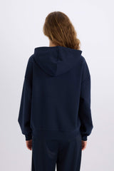 Loose Fit Hooded Printed Thick Sweatshirt