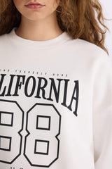Loose Fit Crew Neck Printed Thick Sweatshirt