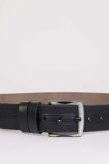 Mens Rectangular Buckle Faux Leather Jean Belt