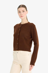 Regular Fit Crew Neck Basic Flat Buttoned Soft Touch Knit Cardigan