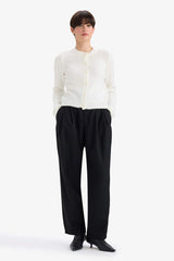 Regular Fit Crew Neck Basic Flat Buttoned Soft Touch Knit Cardigan