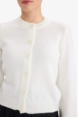 Regular Fit Crew Neck Basic Flat Buttoned Soft Touch Knit Cardigan