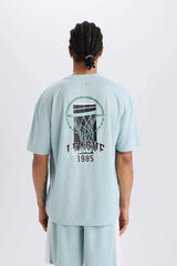 DeFactoFit Boxy Fit Crew Neck Printed Sports Tulle T-Shirt