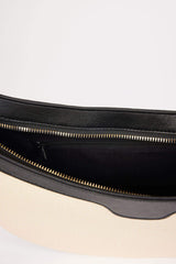 Women's Canvas Look Faux Leather Shoulder Bag