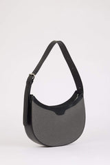 Women's Canvas Look Faux Leather Shoulder Bag