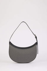 Women's Canvas Look Faux Leather Shoulder Bag