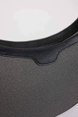 Women's Canvas Look Faux Leather Shoulder Bag