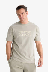 100% Cotton Regular Fit Crew Neck Printed Short Sleeve T-Shirt