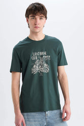 100% Cotton Regular Fit Crew Neck Printed Short Sleeve T-Shirt