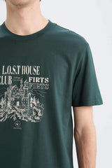 100% Cotton Regular Fit Crew Neck Printed Short Sleeve T-Shirt