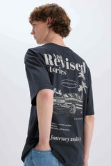 100% Cotton Oversize Wide Pattern Crew Neck Back Printed Short Sleeve T-Shirt