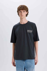 100% Cotton Oversize Wide Pattern Crew Neck Back Printed Short Sleeve T-Shirt