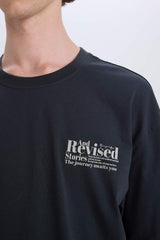 100% Cotton Oversize Wide Pattern Crew Neck Back Printed Short Sleeve T-Shirt