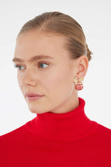 Women New Year Themed 2-Piece Gold Earrings